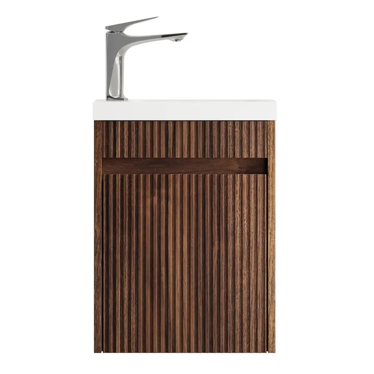 Otti Mini Ensuite Vanity 400mm Sable Walnut Fluted Vanity with Basin