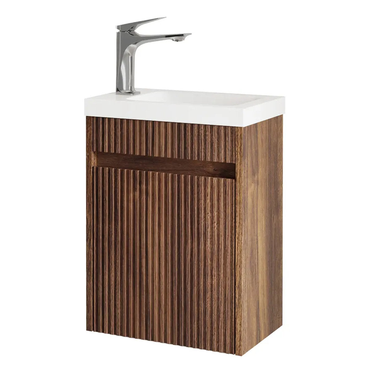 Otti Mini Ensuite Vanity 400mm Sable Walnut Fluted Vanity with Basin