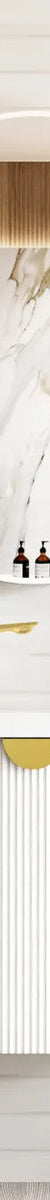 Otti Mini Ensuite Vanity 400mm Matte White Fluted Vanity with Basin - Brushed Gold Handle