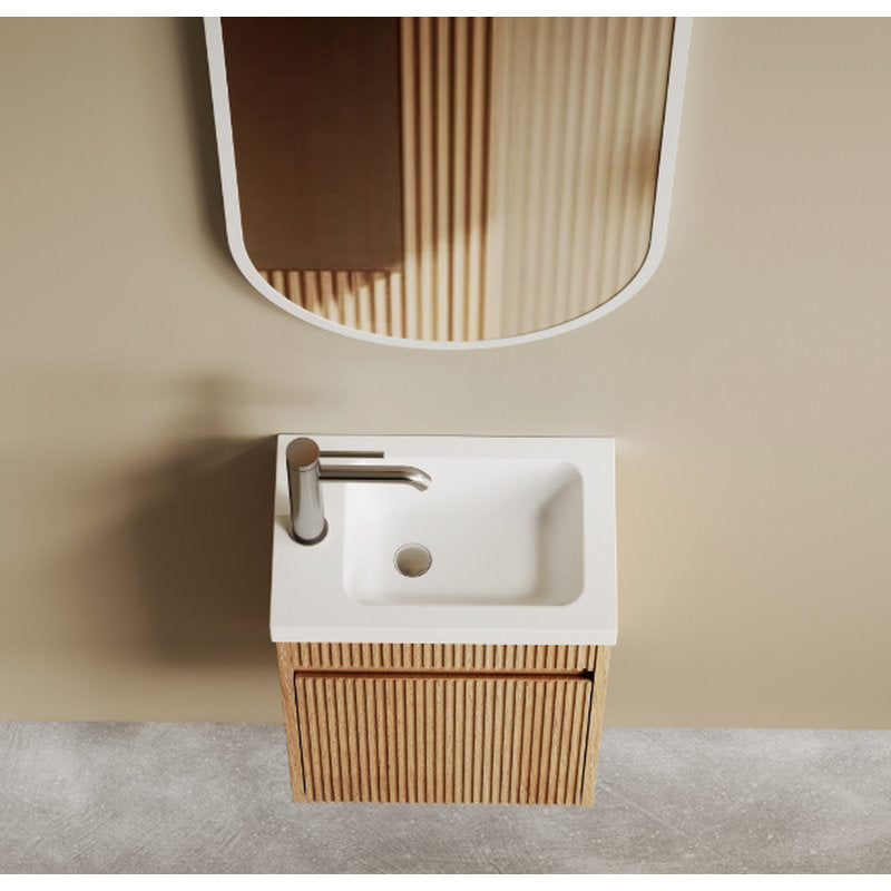 Otti Mini Ensuite Vanity 400mm Woodland Oak Fluted Vanity