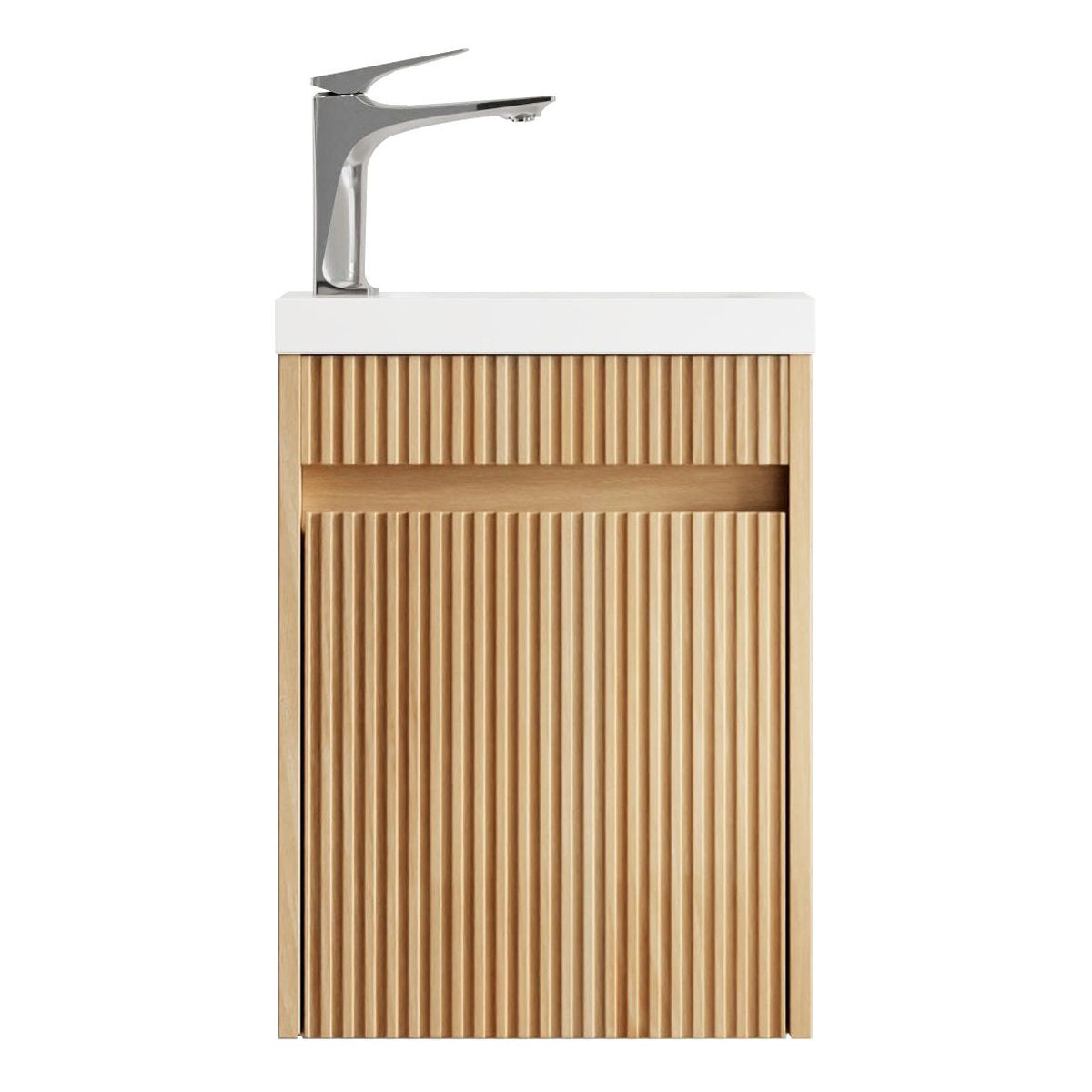 Otti Mini Ensuite Vanity 400mm Woodland Oak Fluted Vanity