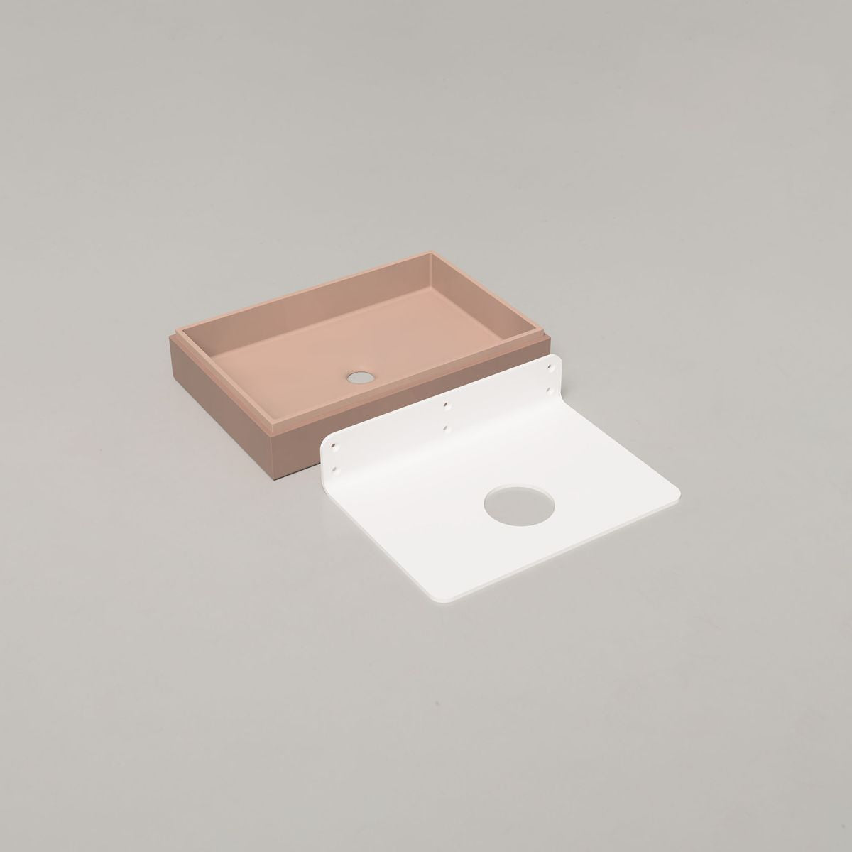 Nood Wall Mount Stepp Rectangle Basin in Blush Pink