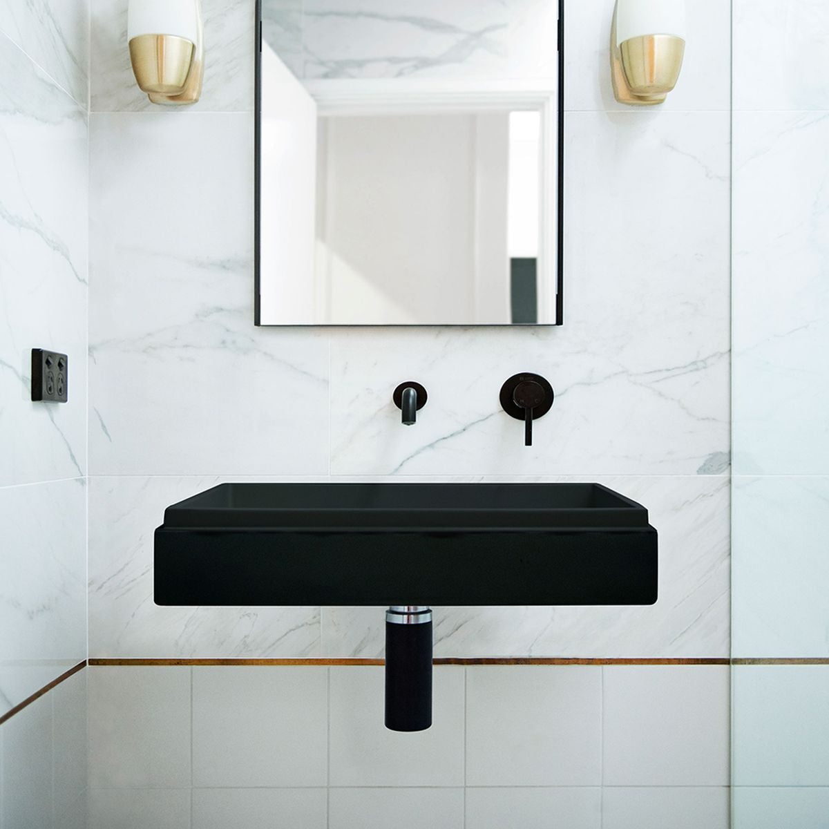 Nood Wall Mount Stepp Rectangle Basin in Charcoal