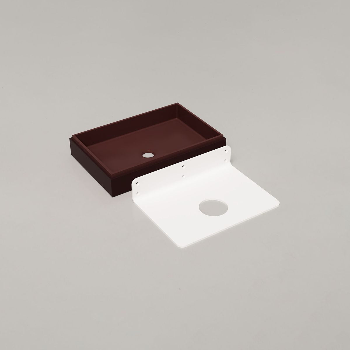Nood Wall Mount Stepp Rectangle Basin in Clay