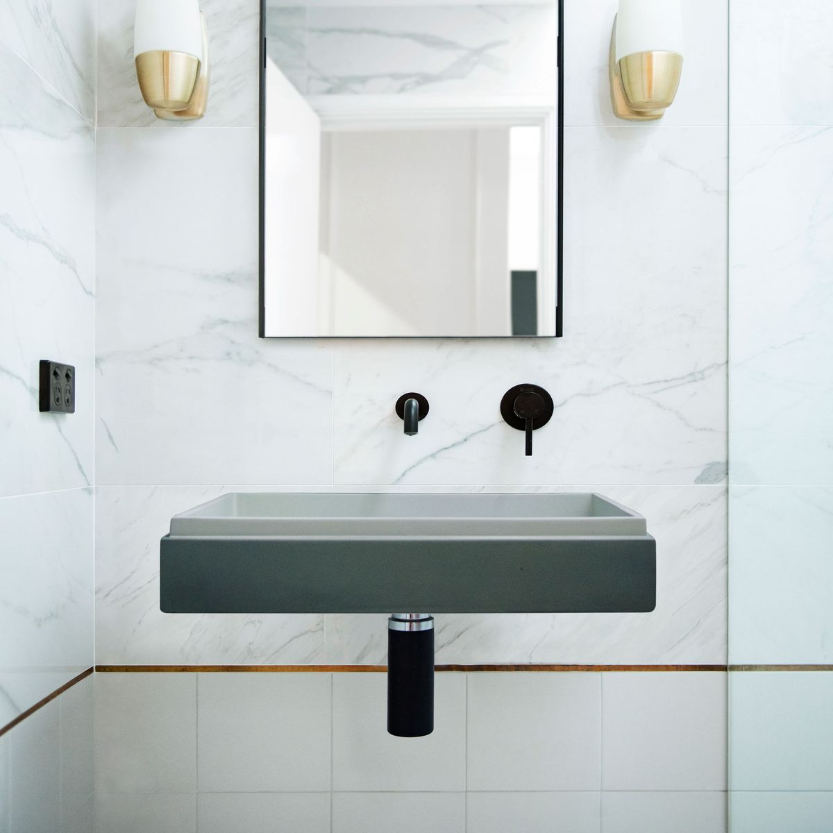 Nood Wall Mount Stepp Rectangle Basin in Mid Tone Grey