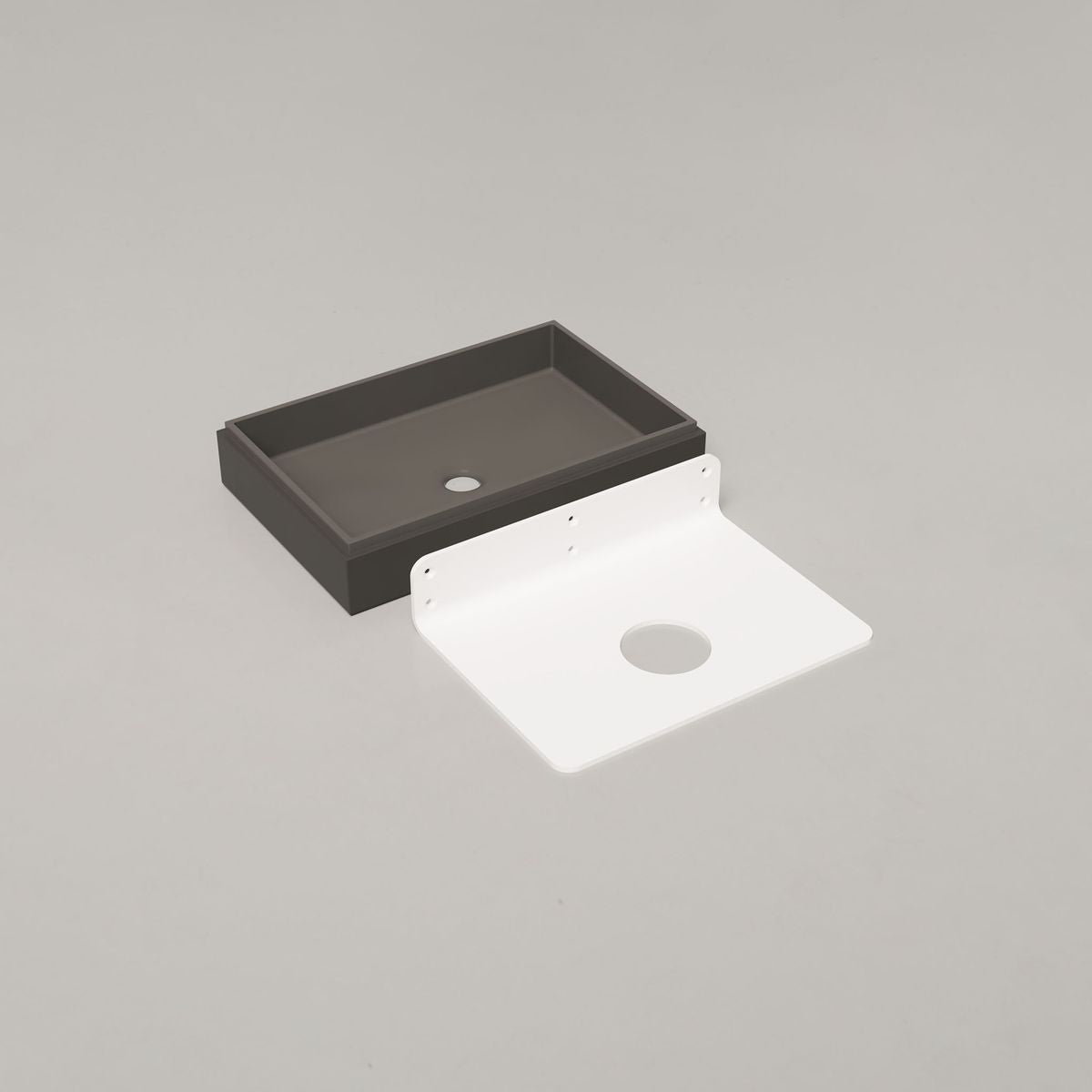 Nood Wall Mount Stepp Rectangle Basin in Mid Tone Grey
