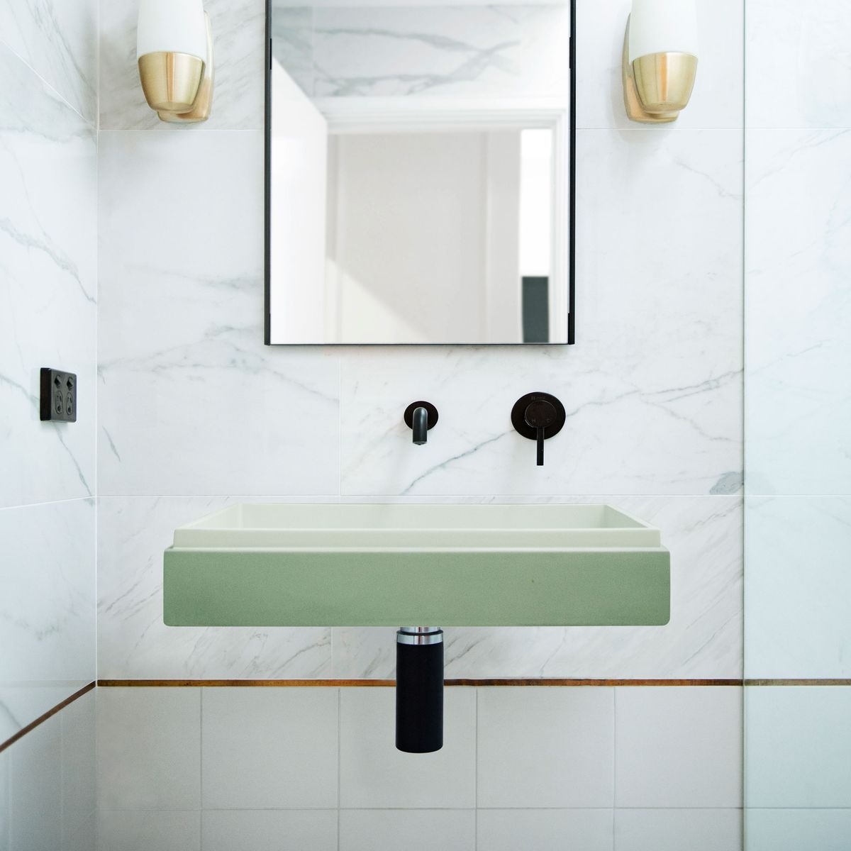 Nood Wall Mount Stepp Rectangle Basin in Mint