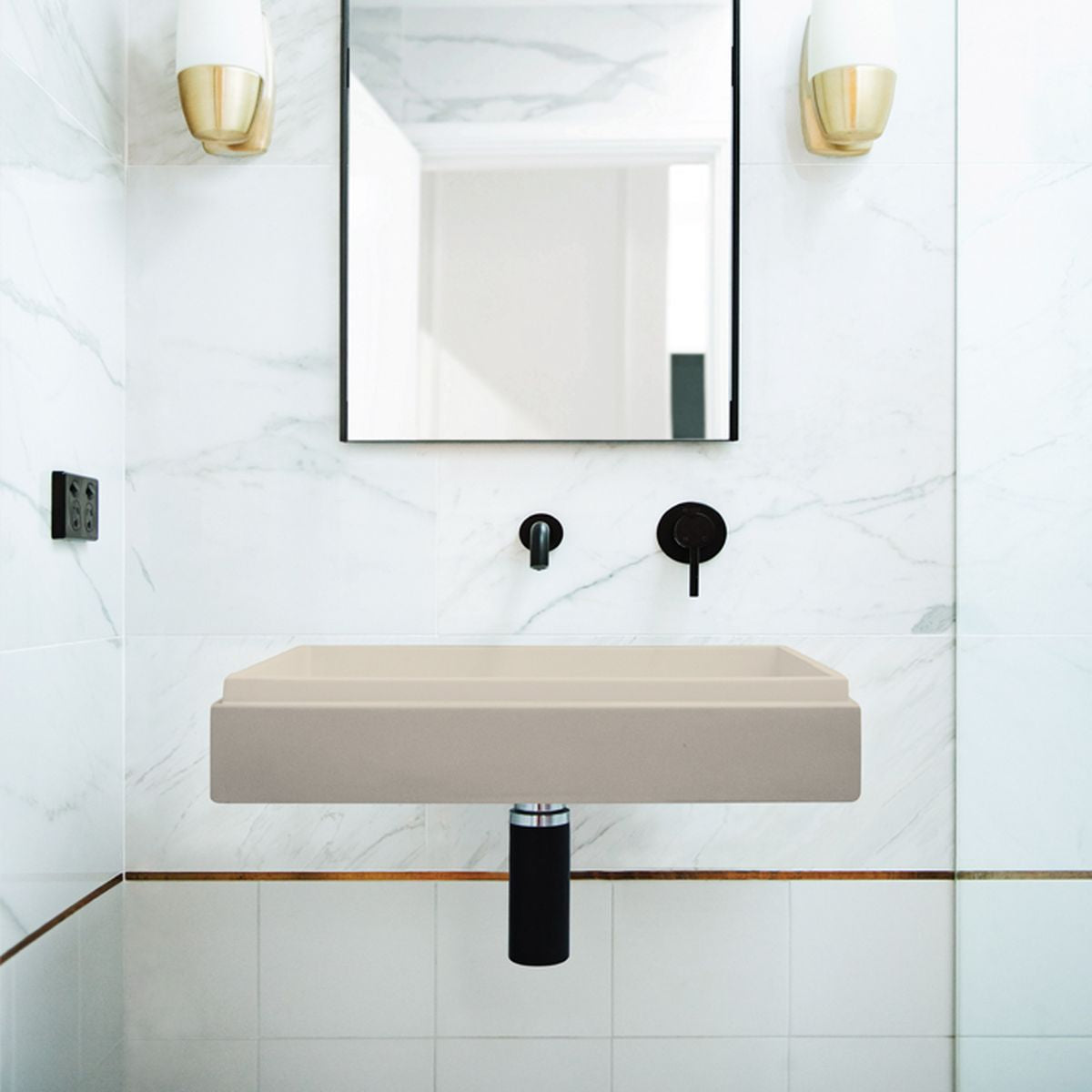 Nood Wall Mount Stepp Rectangle Basin in Mushroom