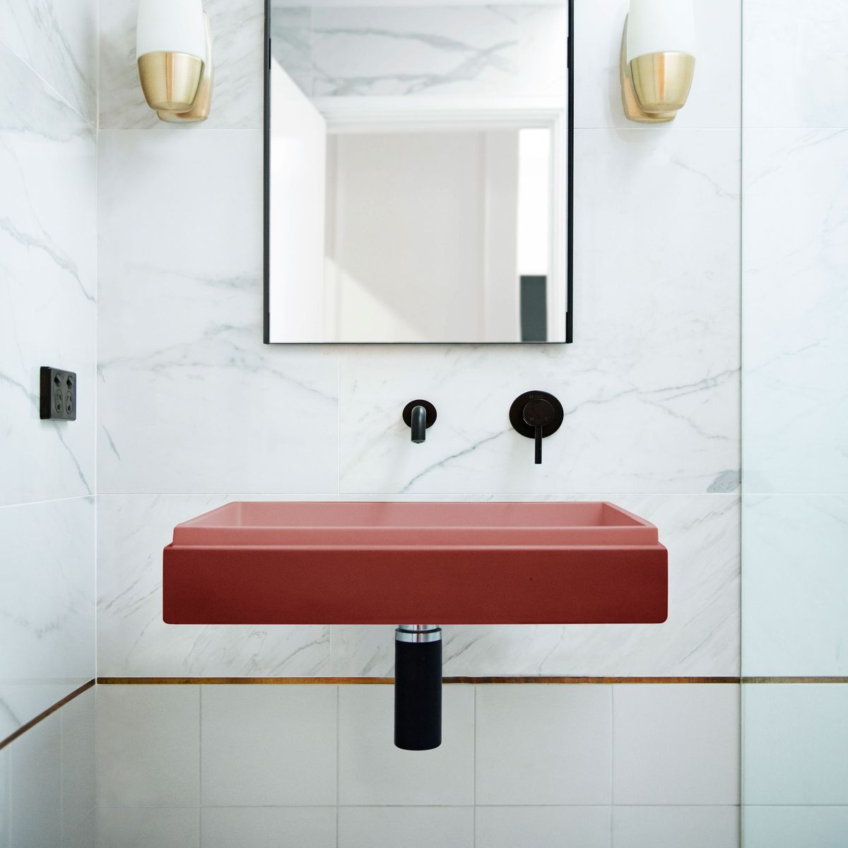 Nood Wall Mount Stepp Rectangle Basin in Musk