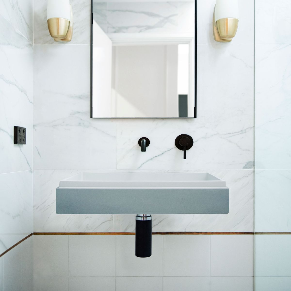 Nood Wall Mount Stepp Rectangle Basin in Powder Blue