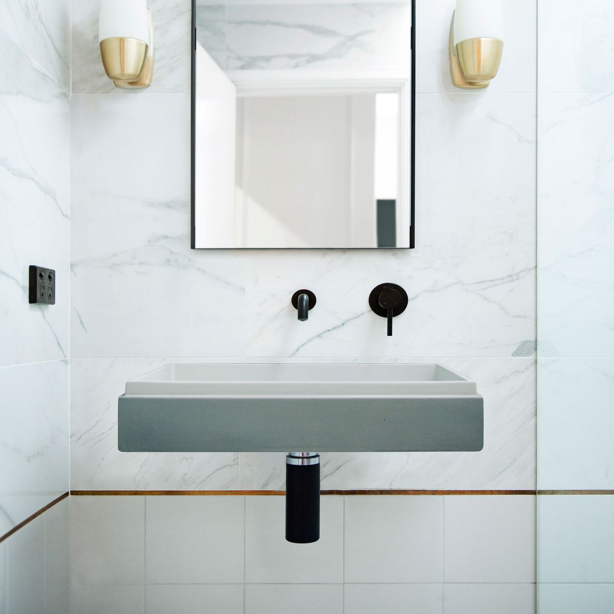 Nood Wall Mount Stepp Rectangle Basin in Sky Grey