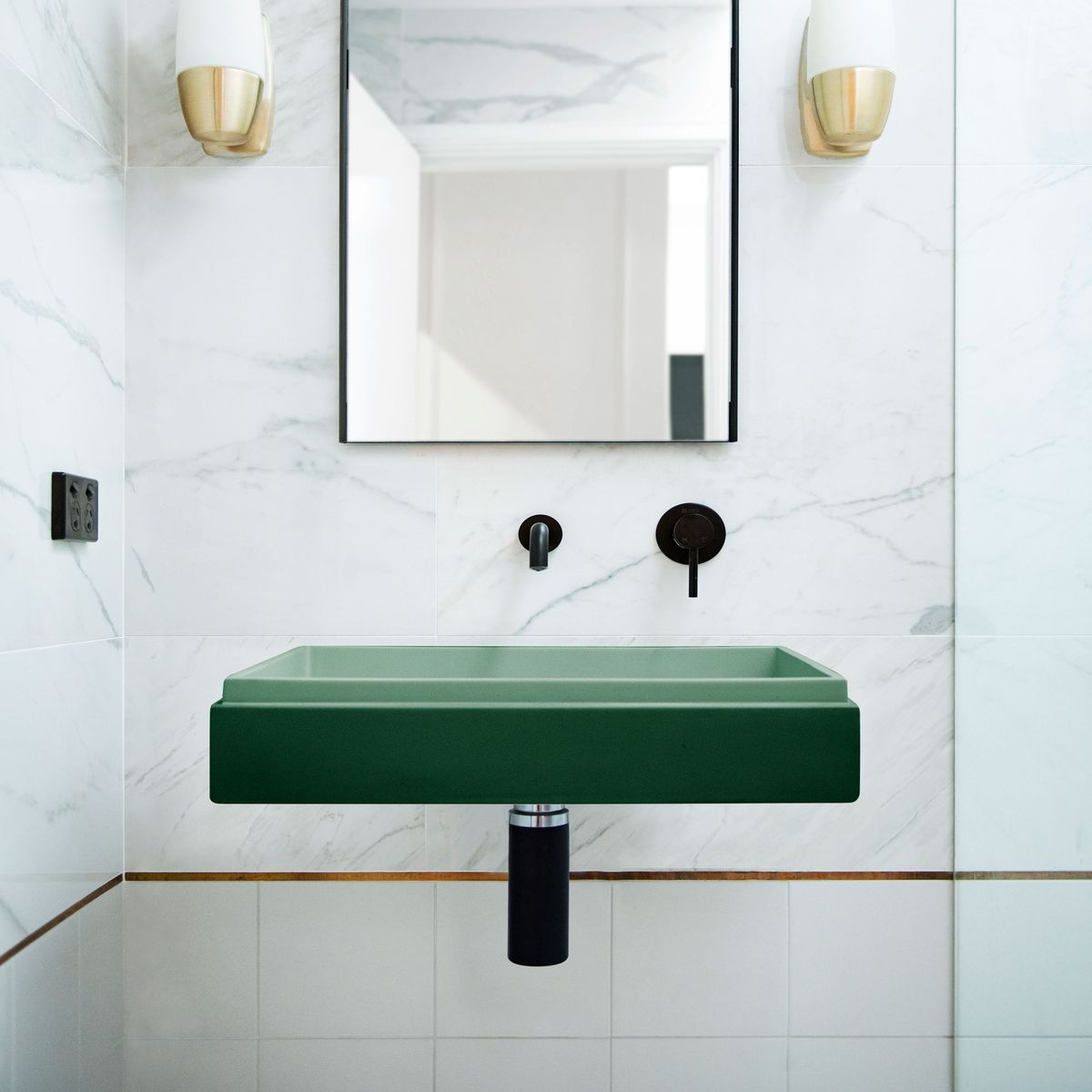 Nood Wall Mount Stepp Rectangle Basin in Teal