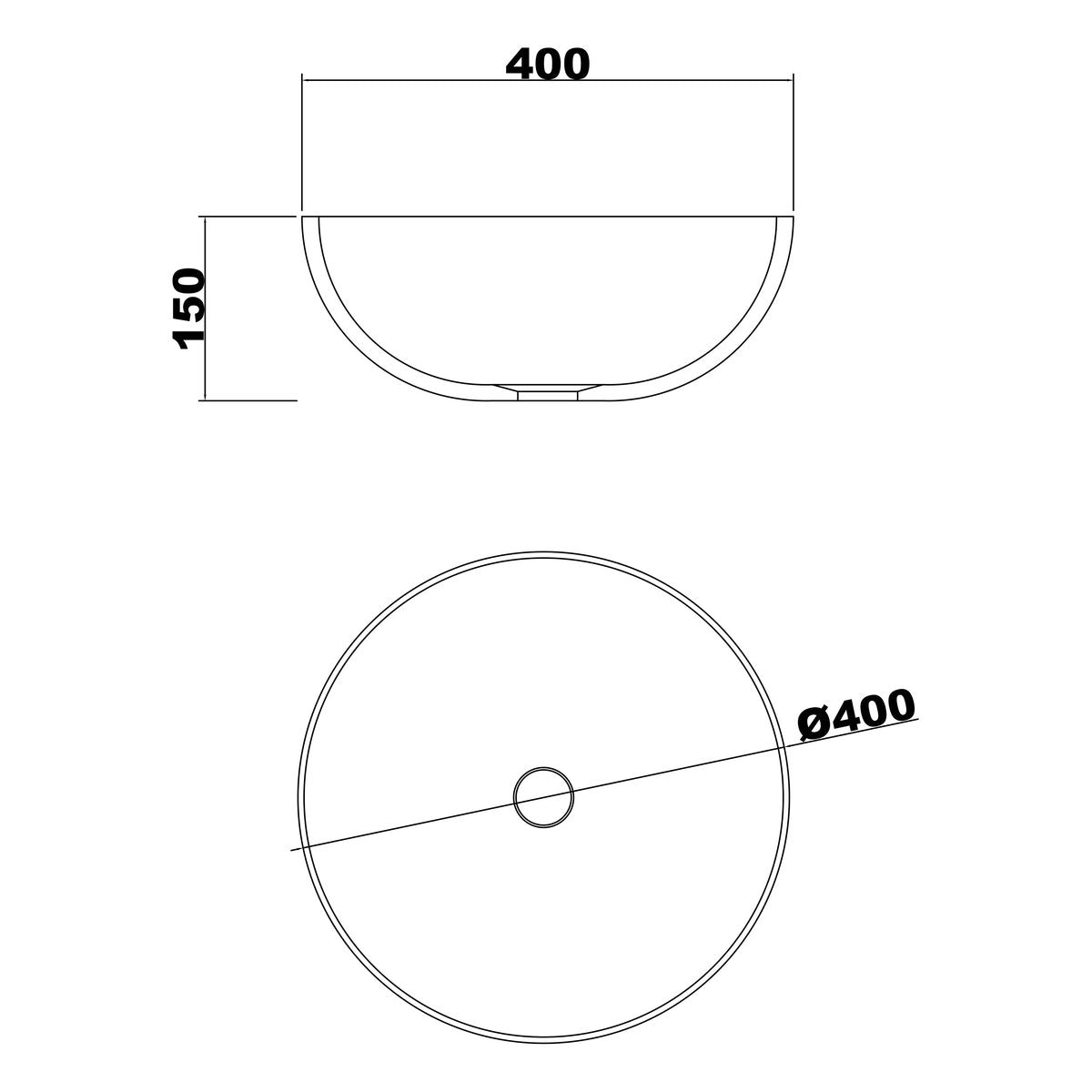 Otti London Solid Surface 400x400x150 Matte White Basin NF