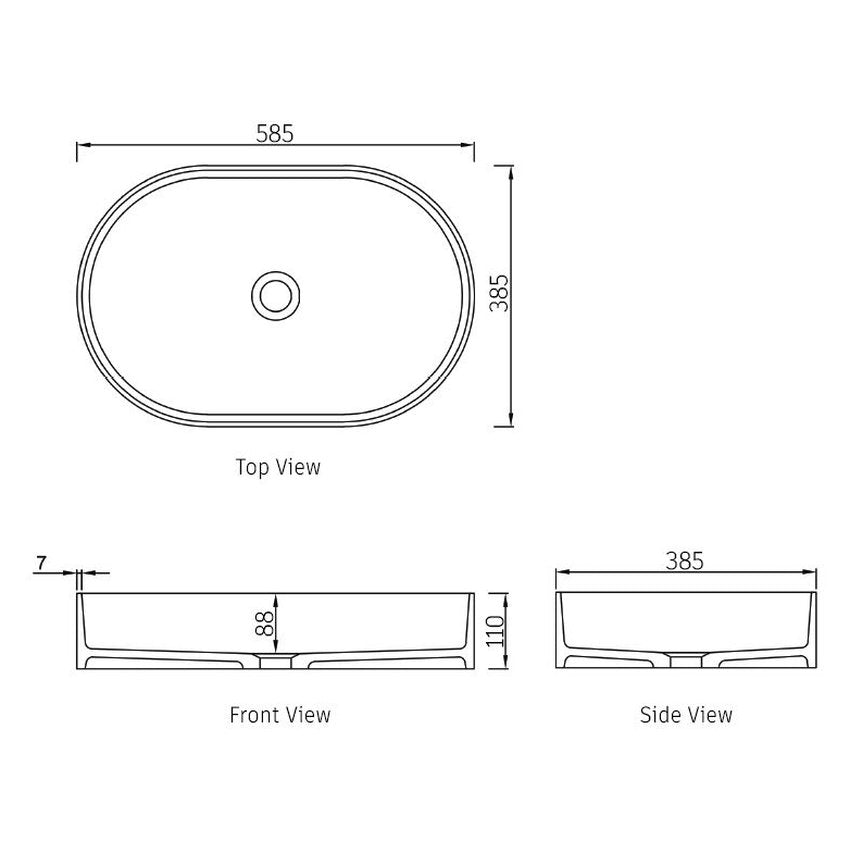 Otti Noosa Solid Surface 585x385x110 Matte White Basin NF