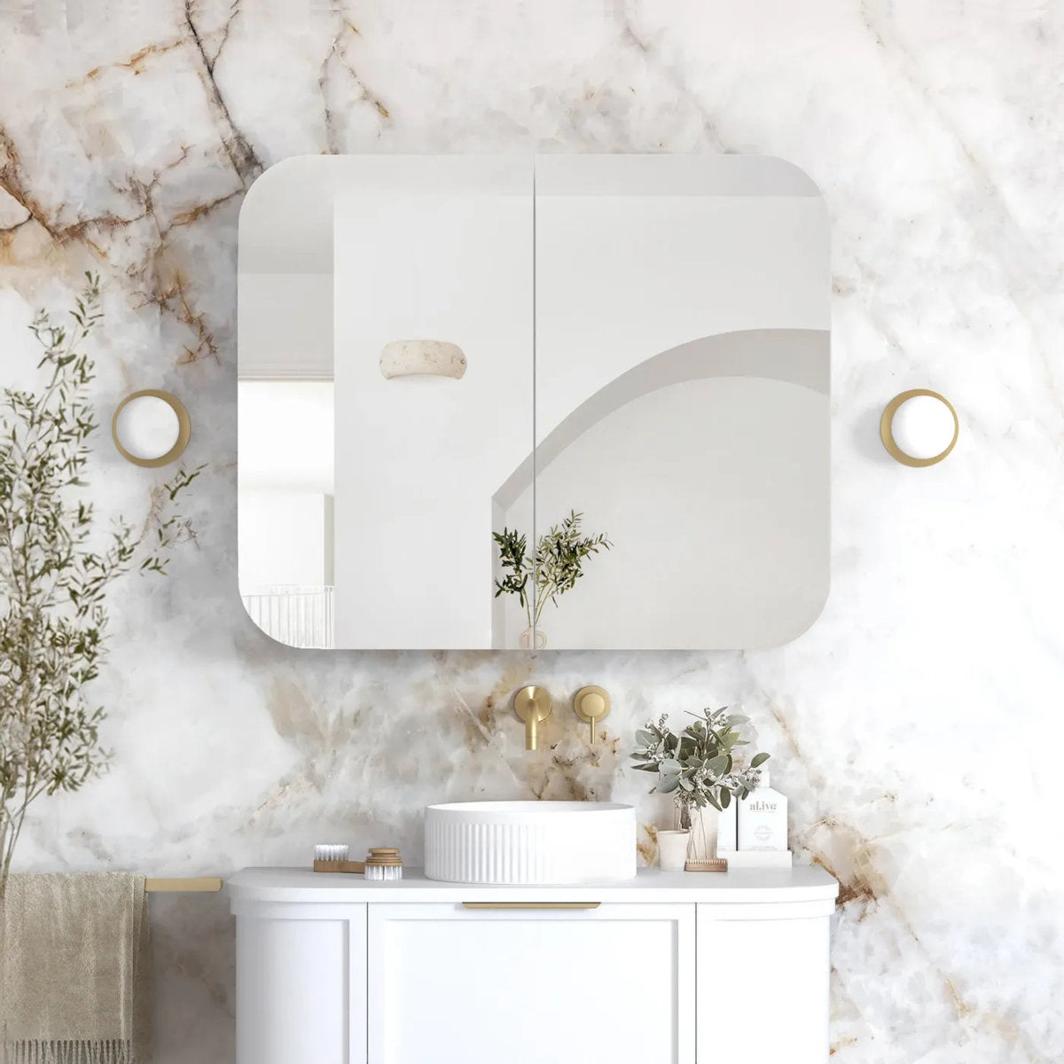 Otti Newport 900x750 White Shaving Cabinet