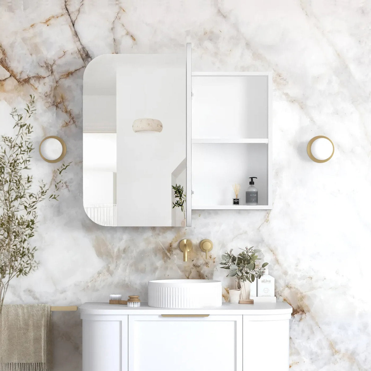 Otti Newport 900x750 White Shaving Cabinet