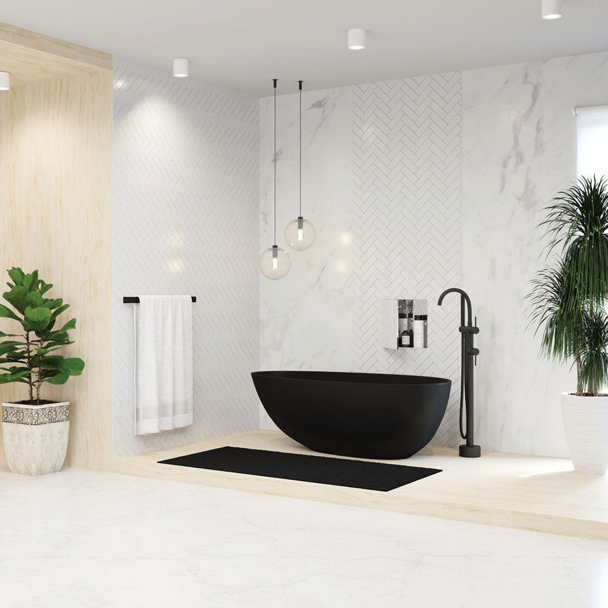 Fienza Bahama Solid Surface Bath, Matte Black, 1700mm