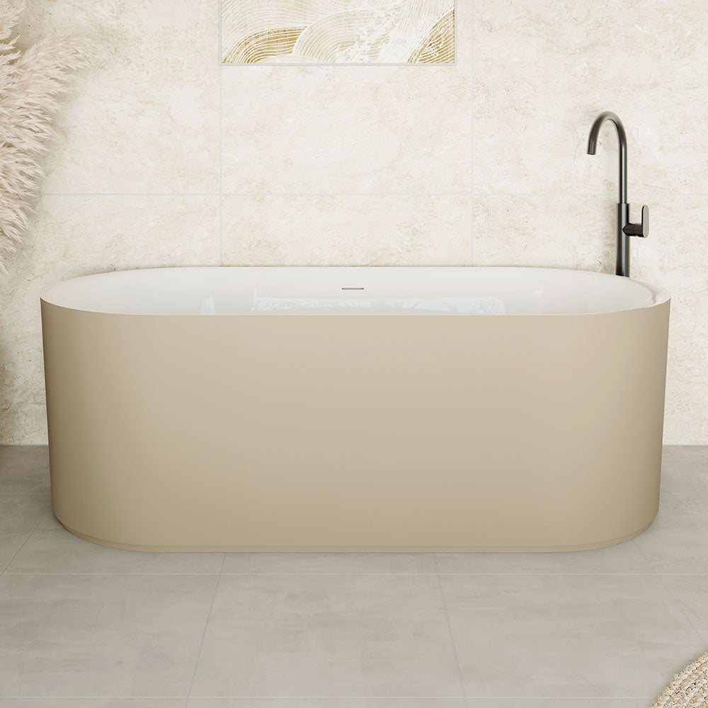 Fienza Empire Slim Freestanding Solid Surface Bath, 1700mm, Matte Khaki