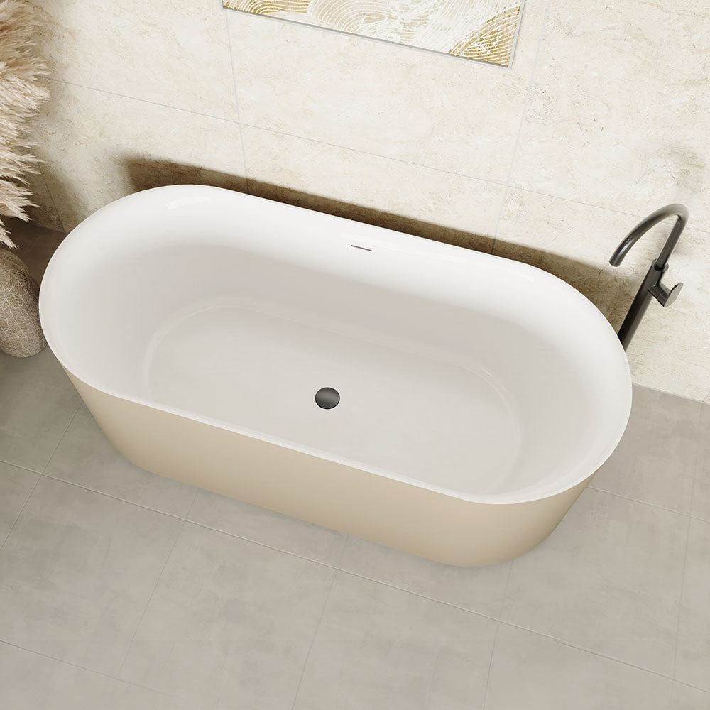 Fienza Empire Slim Freestanding Solid Surface Bath, 1700mm, Matte Khaki