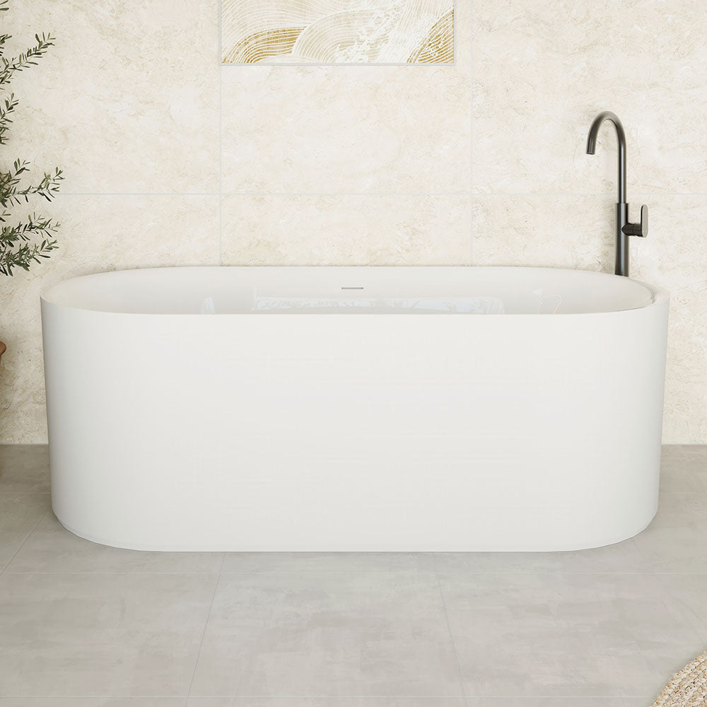 Fienza Empire Slim Freestanding Solid Surface Bath, 1700mm, Matte White