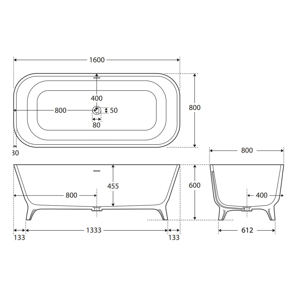 Fienza Hampton Solid Surface Bath