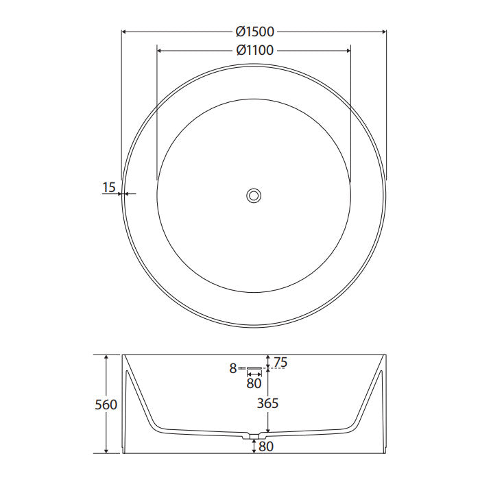 Minka Solid Surface Round Bath, 1500mm, Forest