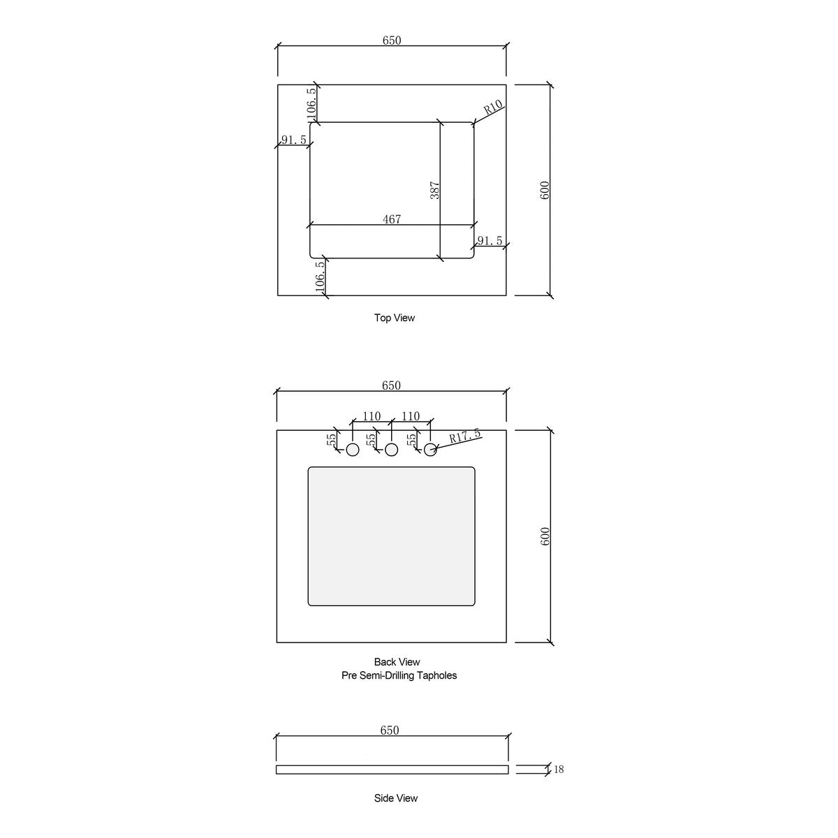 Otti Laundry Natural Carrara White Marble Top 650