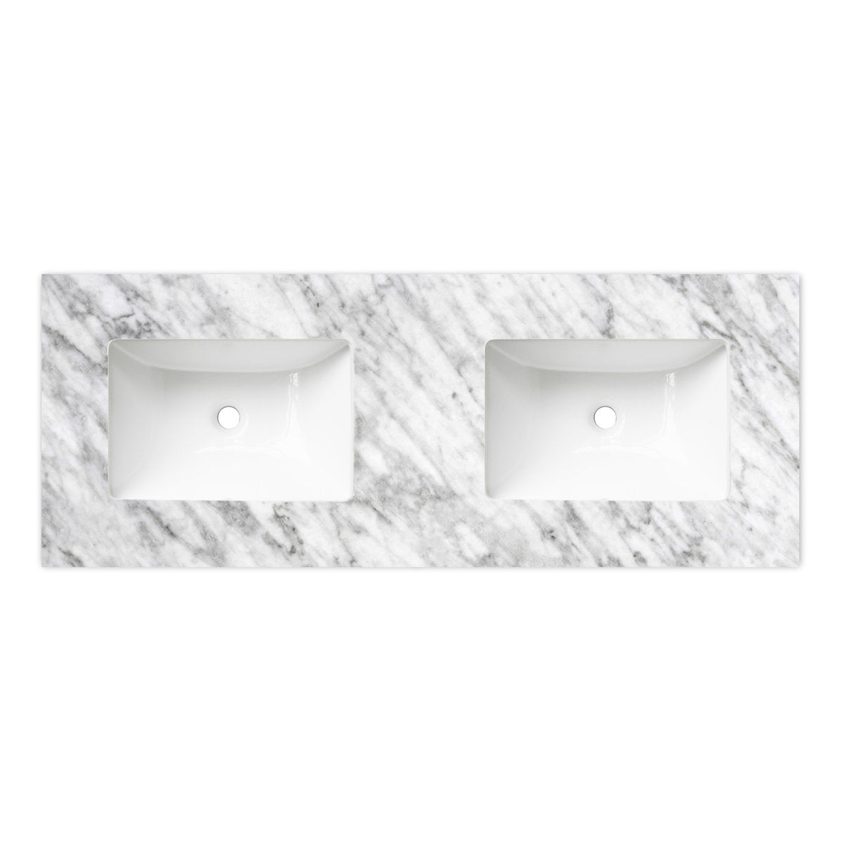 Otti Natural Carrara Marble Top with Double Undermount Basins 1200 Double