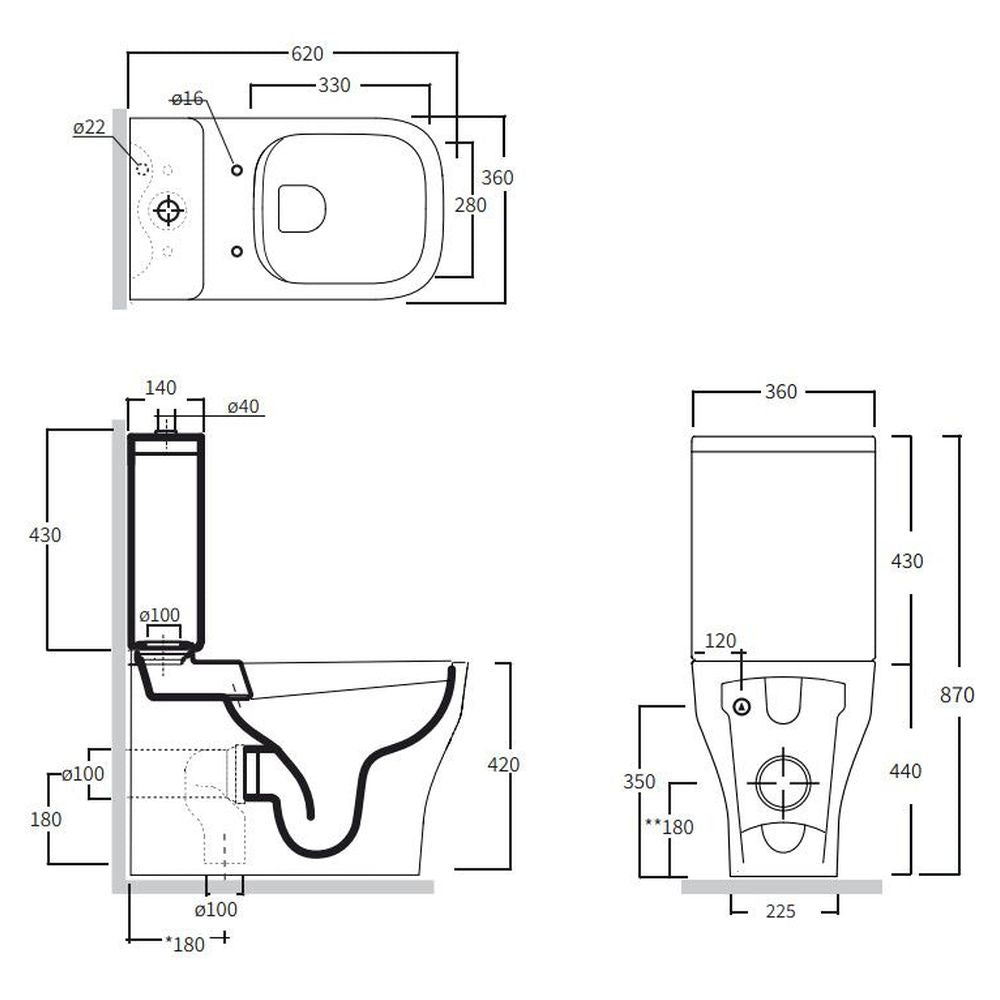 Studio Bagno Synthesis Eco Rimless Suite - Gloss White
