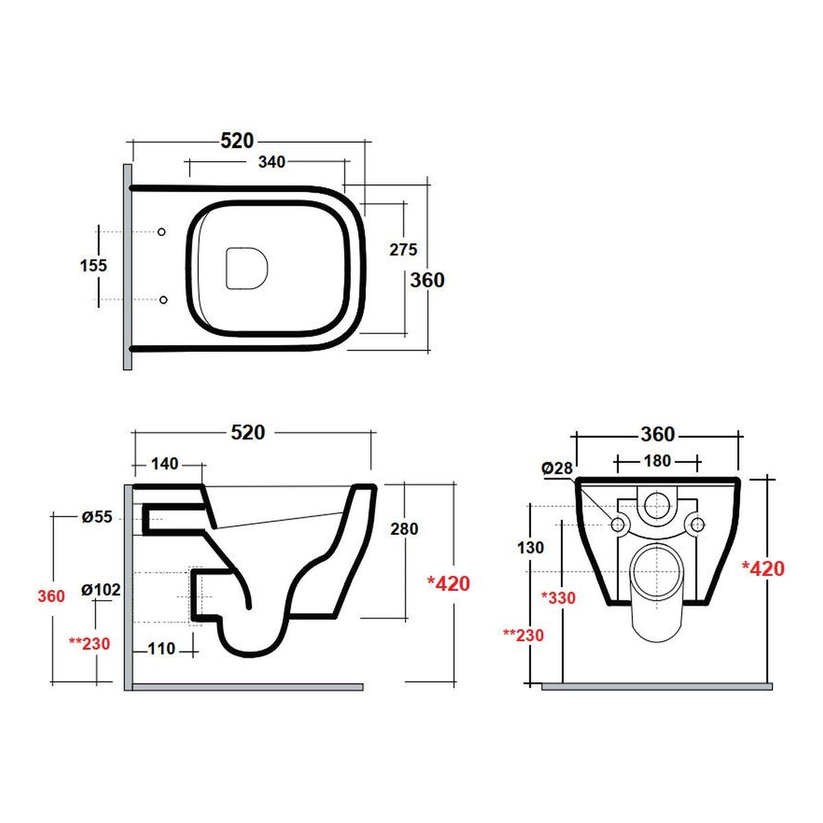 Studio Bagno Synthesis Eco Wall Hung Package With Expert Evo With Frame Mechanical Cistern