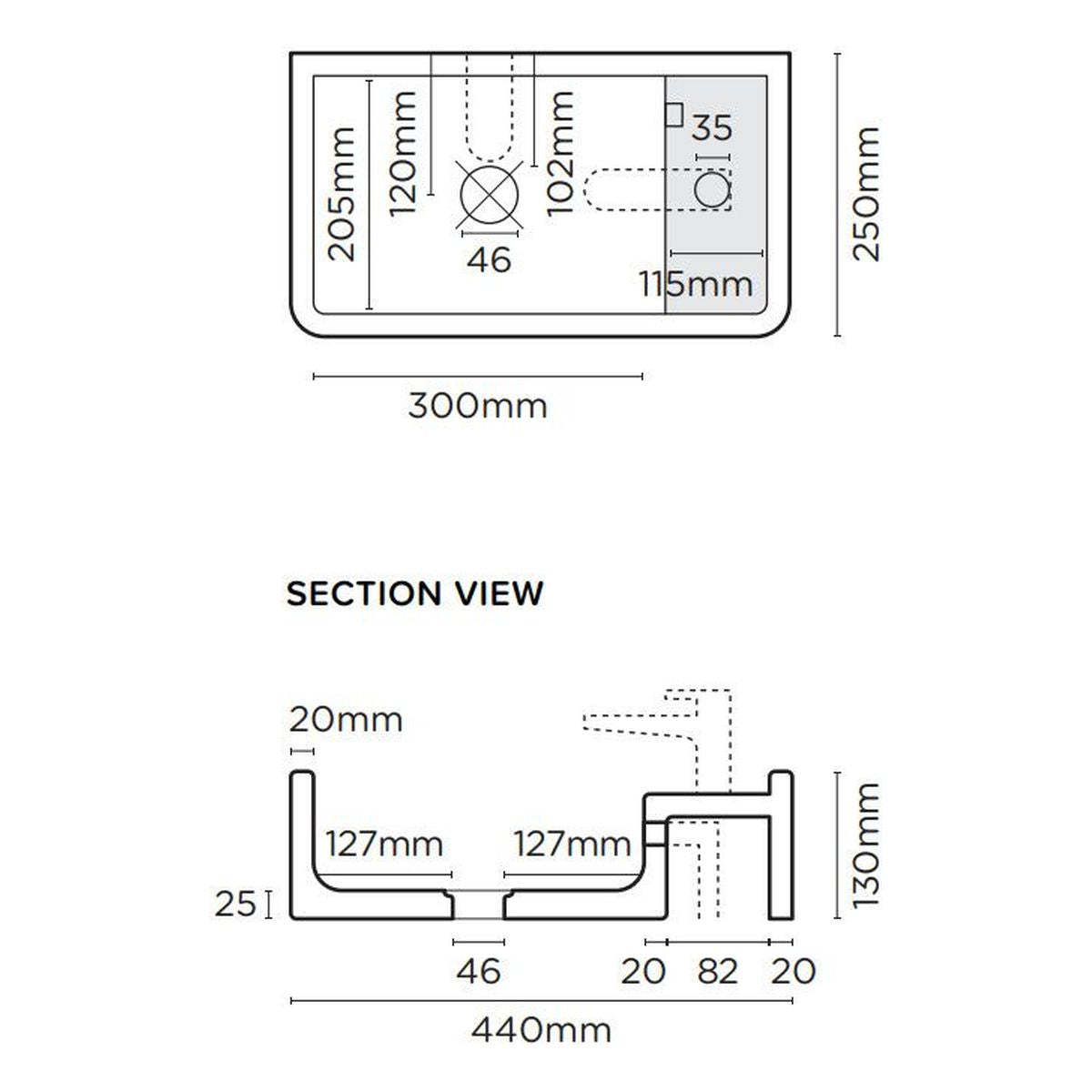 Nood Surface Mount Shelf 01 Basin With Taphole/ No Overflow in Blush Pink