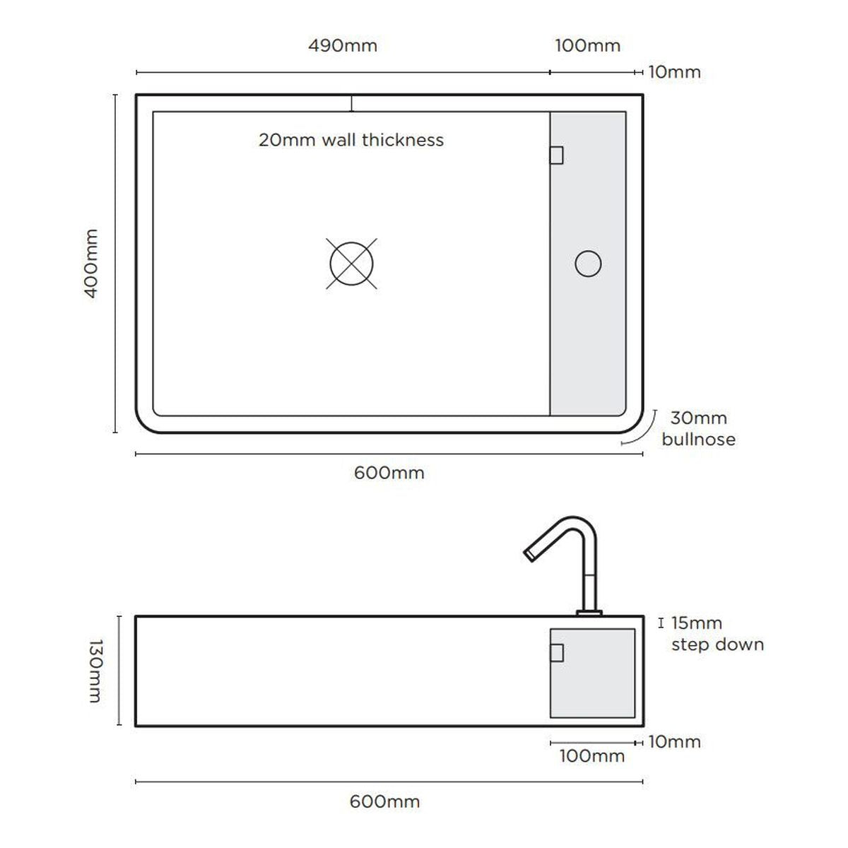 Nood Surface Mount Shelf 03 Basin in Cloud