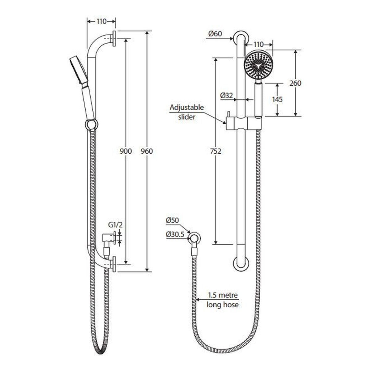 Fienza Stella Care Rail Shower