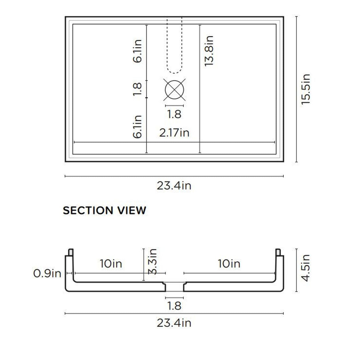 Nood Wall Mount Stepp Rectangle Basin in Nood