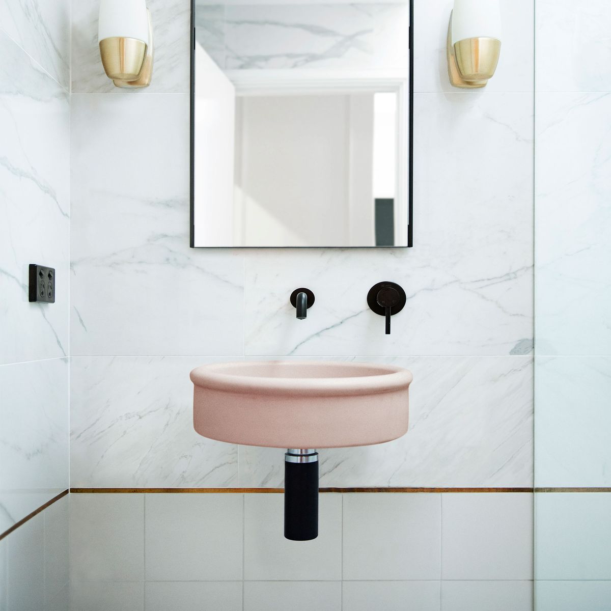 Nood Wall Mount Tubb Basin in Blush Pink