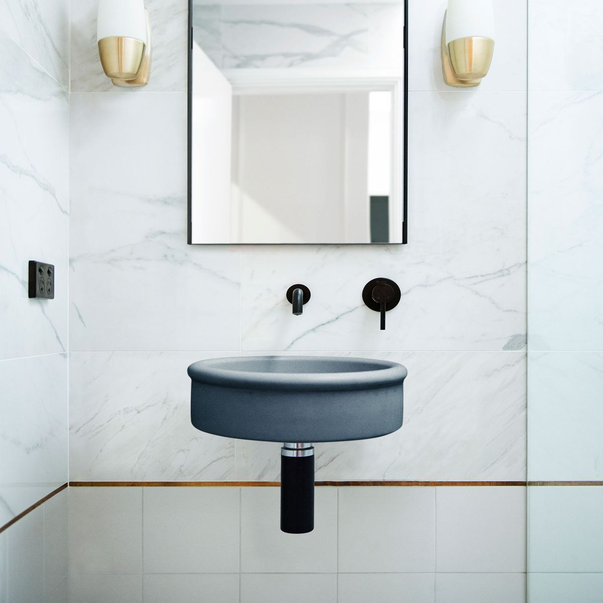 Nood Wall Mount Tubb Basin in Copan Blue