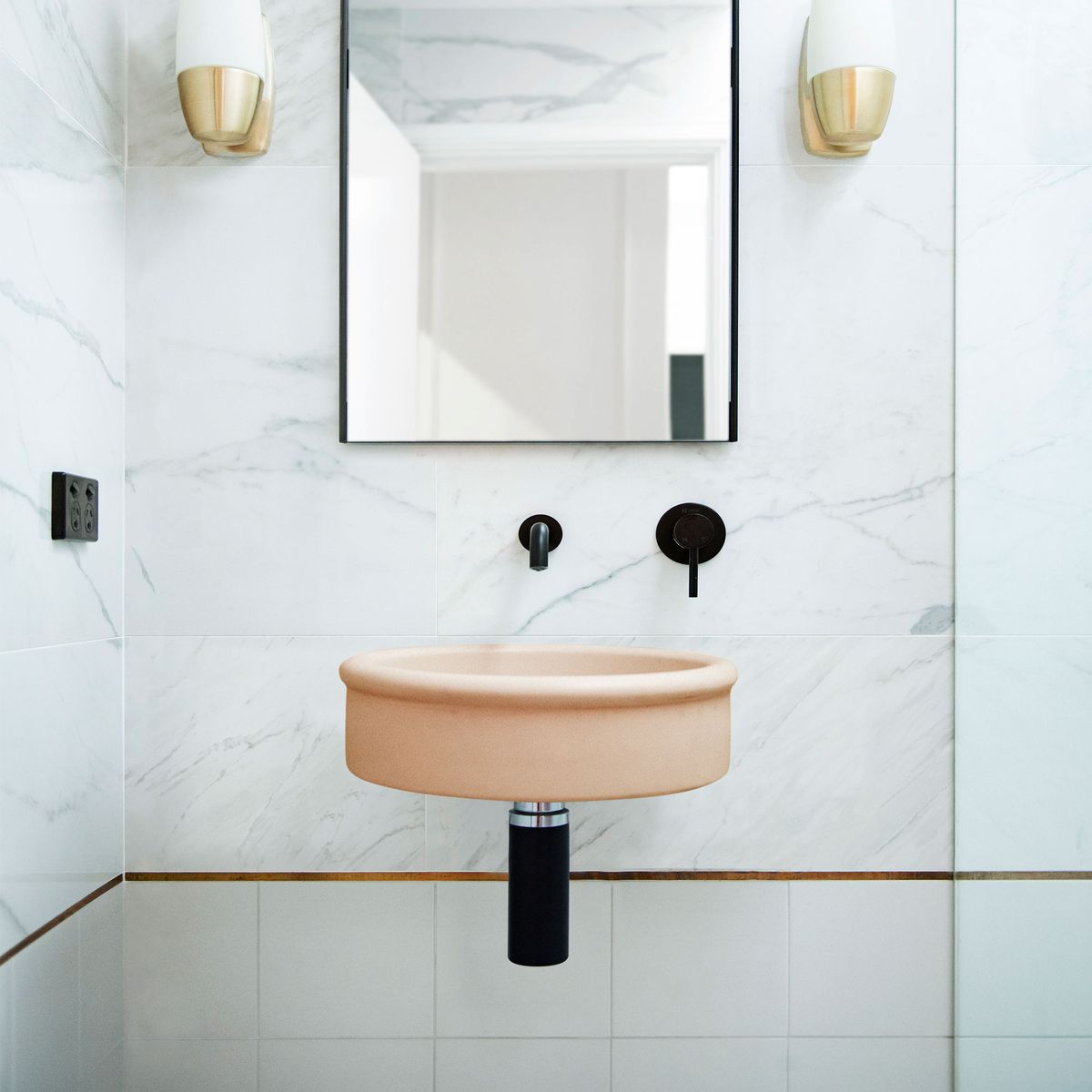 Nood Wall Mount Tubb Basin in Pastel Peach