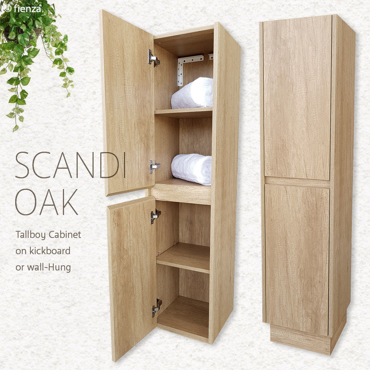 Fienza Edge Scandi Oak Tallboy On Kickboard