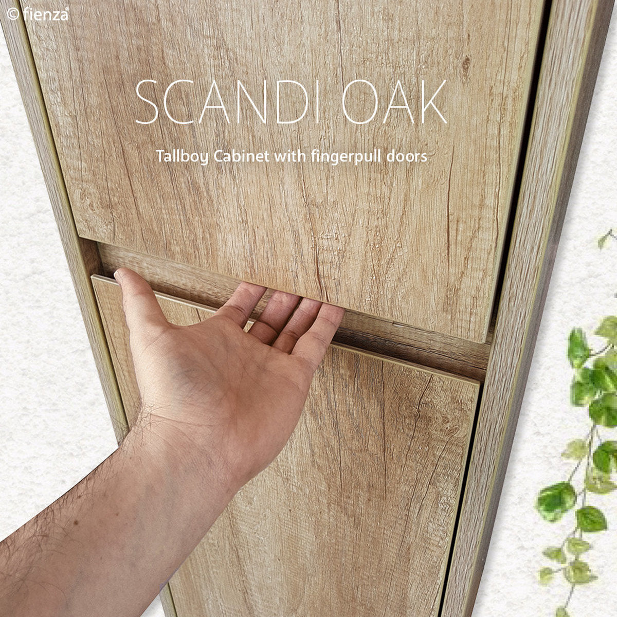 Fienza Edge Scandi Oak Tallboy On Kickboard