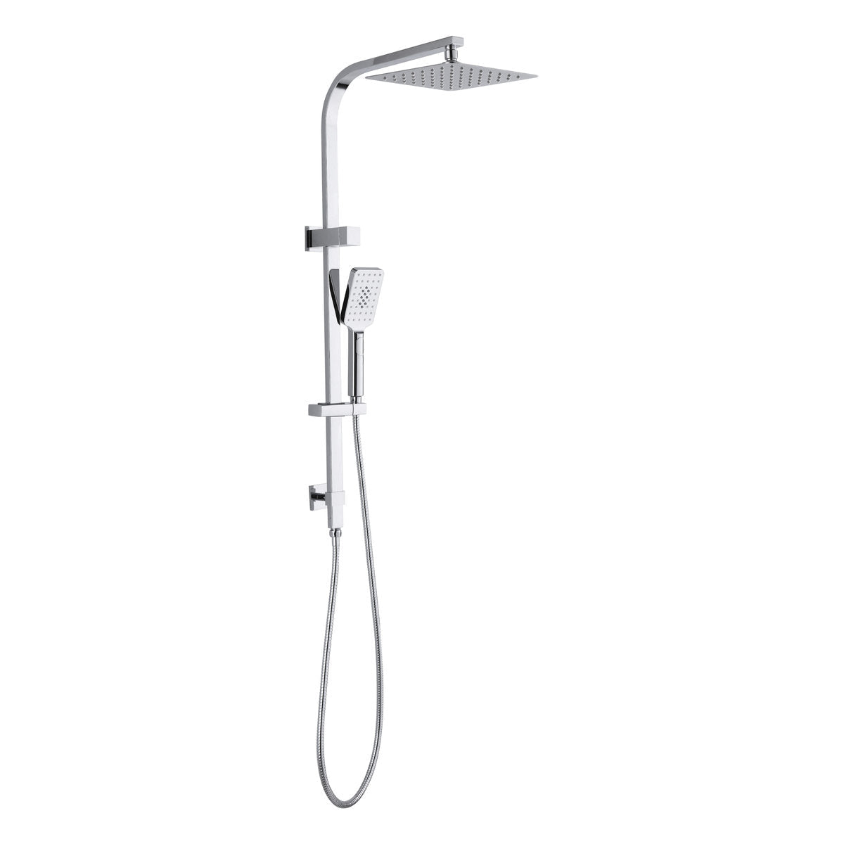 Otti Taran 250mm Chrome Twin Shower On Rail Top Inlet Square