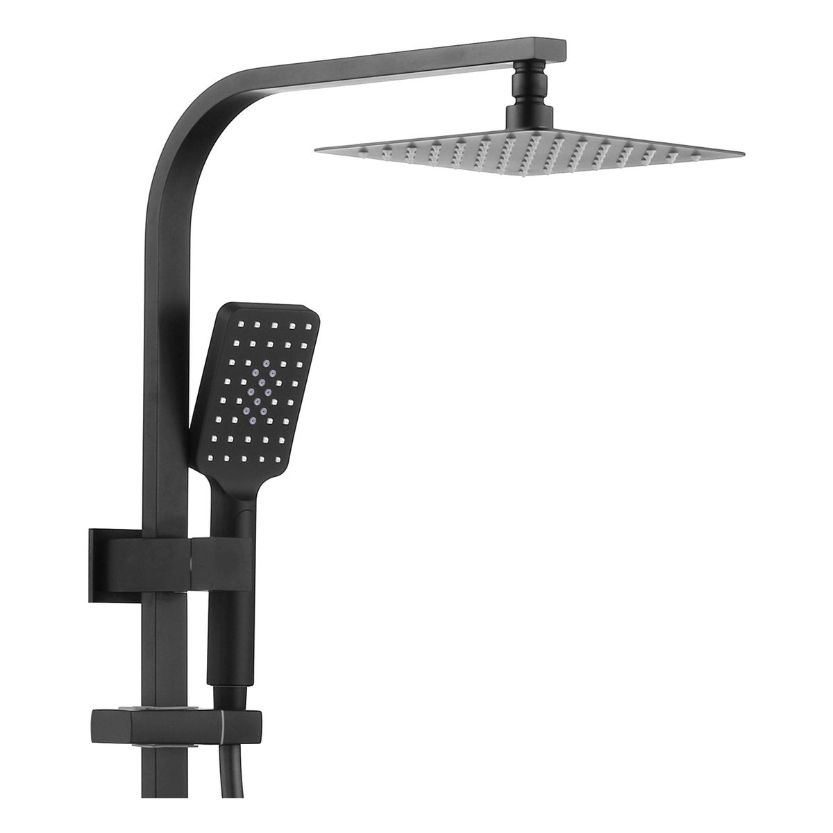 Otti Taran 250mm Matte Black Twin Shower On Rail Top Inlet Square