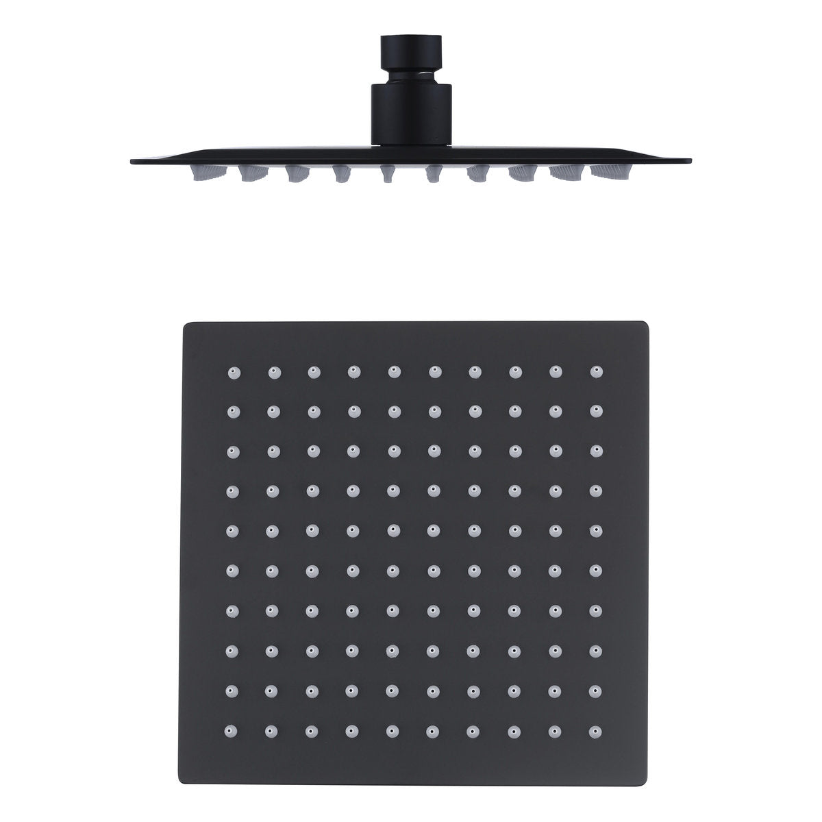 Otti Taran 250mm Matte Black Twin Shower On Rail Top Inlet Square