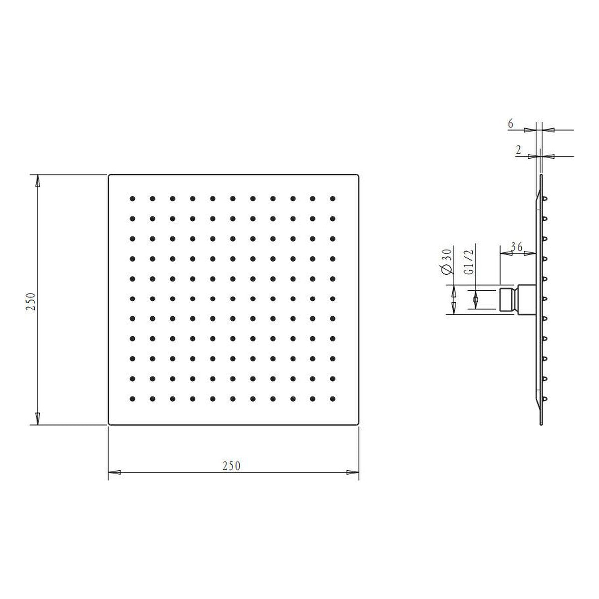 Otti Taran 250mm Brushed Nickel Twin Shower On Rail Top Inlet Square