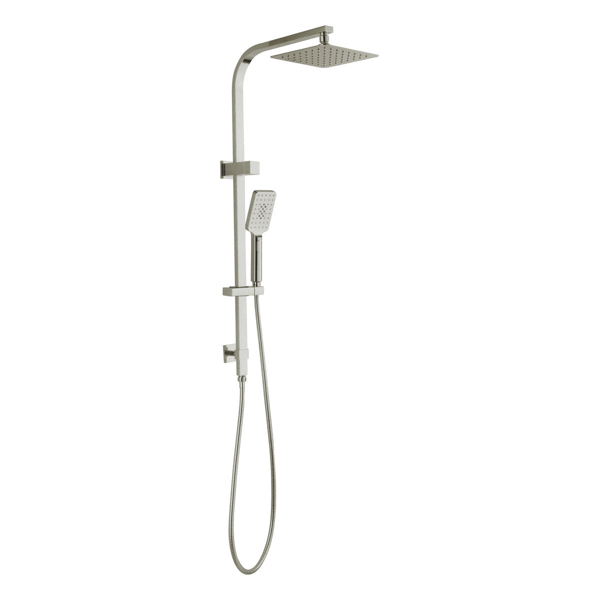 Otti Taran 250mm Brushed Nickel Twin Shower On Rail Top Inlet Square