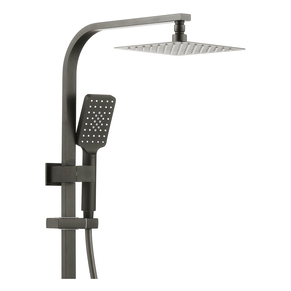 Otti Taran 250mm Gun Metal Twin Shower On Rail Top Inlet Square