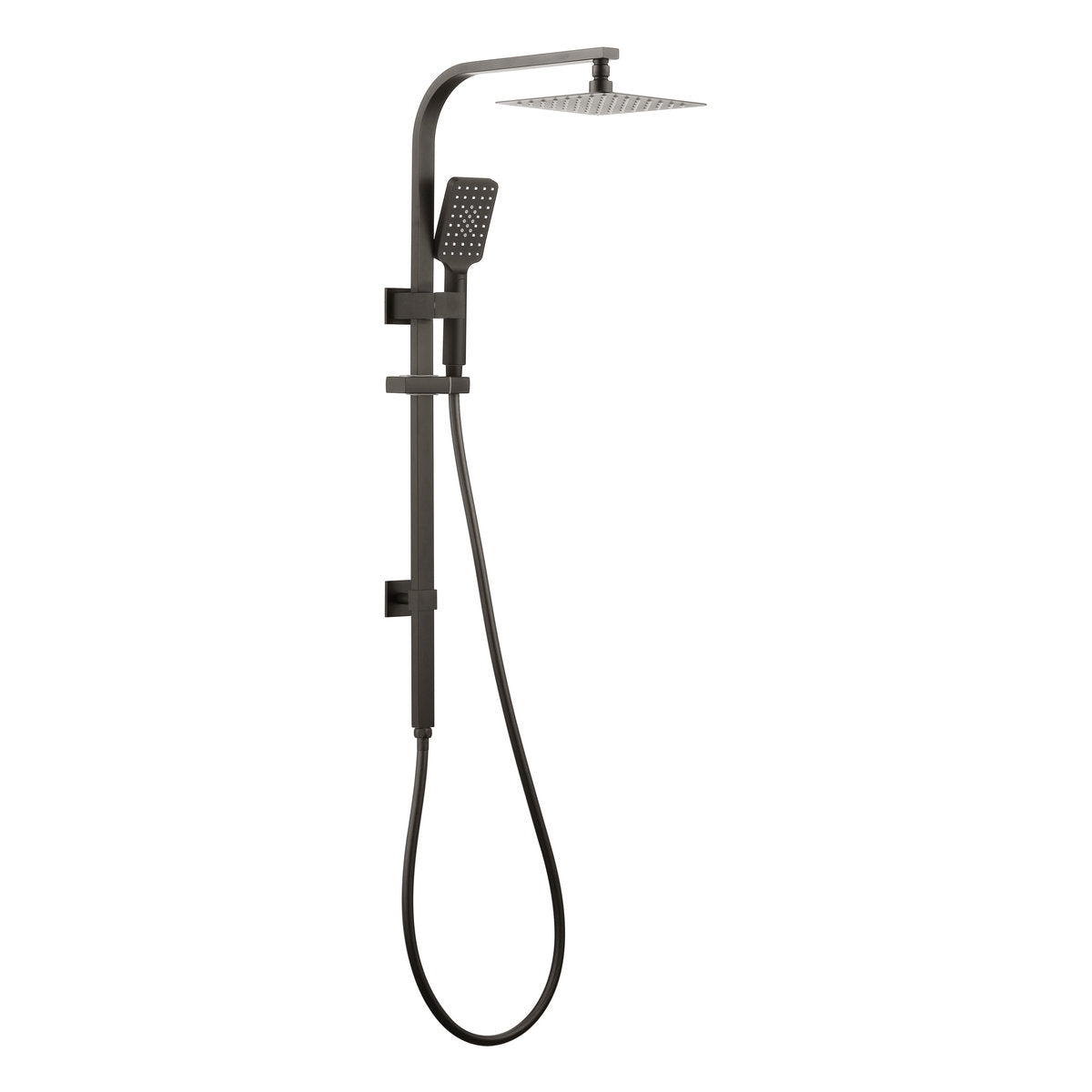 Otti Taran 250mm Gun Metal Twin Shower On Rail Top Inlet Square