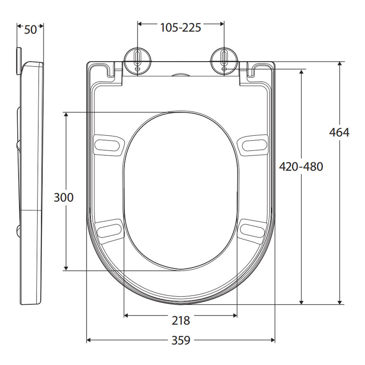 Fienza Universal Toilet Seat, Gloss Black
