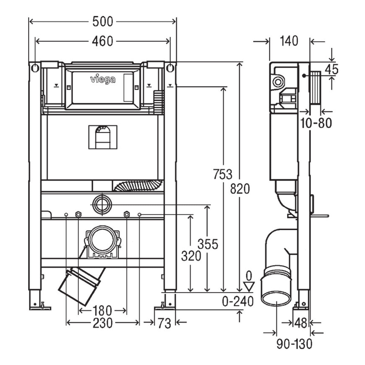 Fienza Viega Prevista Dry Under Counter Concealed Cistern For Wall Hung Pans
