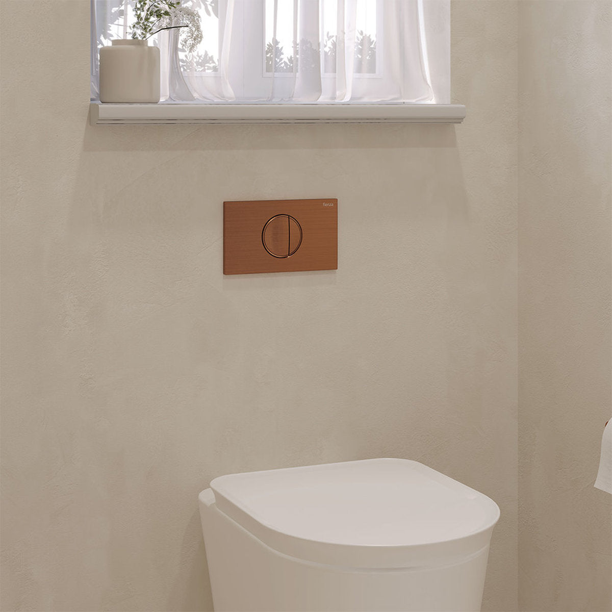 Fienza Halo Round Button Flush Plate, Brushed Copper