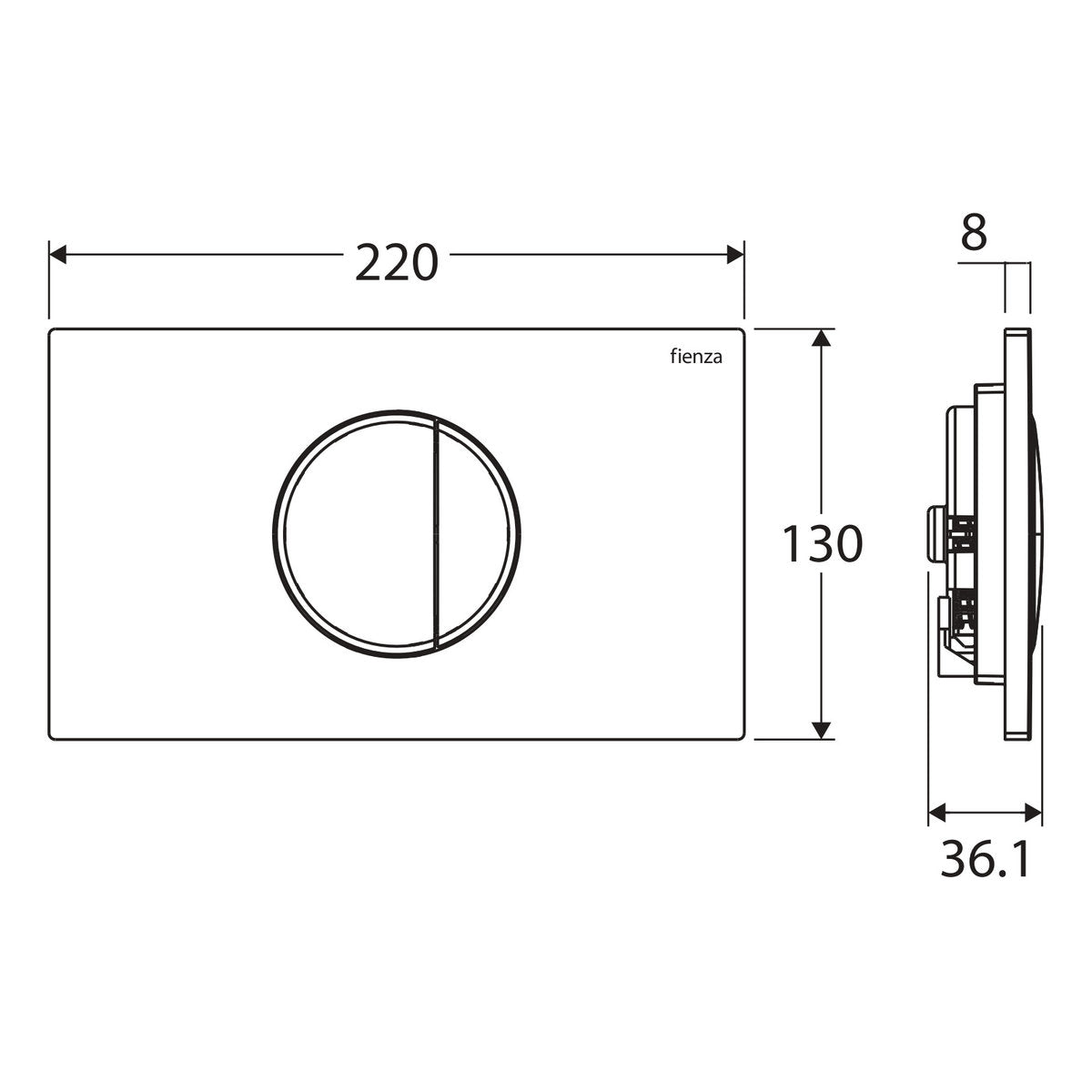 Fienza Halo Round Button Flush Plate, Chrome
